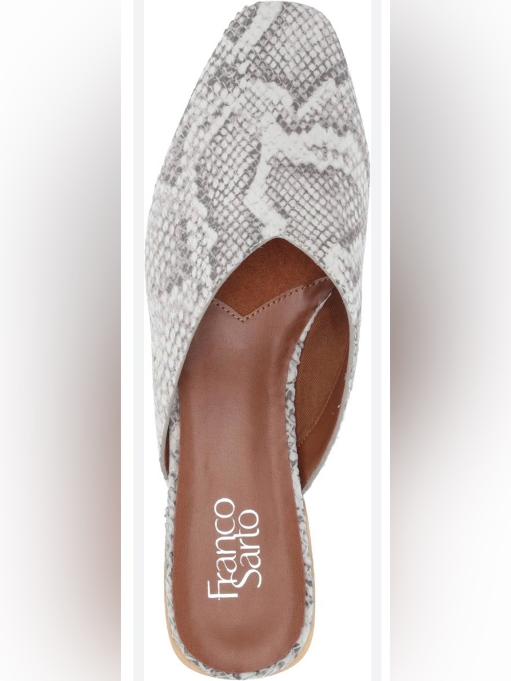Franco Sarto Van 2 Women Snake Skin embossed leather slip on, pointed gray sz 6